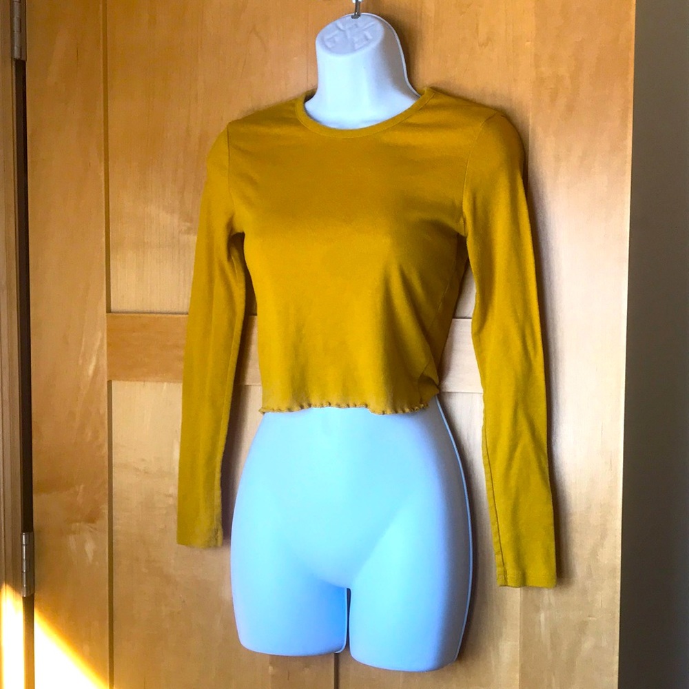 Yellow cropped long sleeve from cotton on size xs